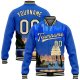 Custom Royal Cream-Black Capitol Washington City Edition 3D Bomber Full-Snap Varsity Letterman Jacket